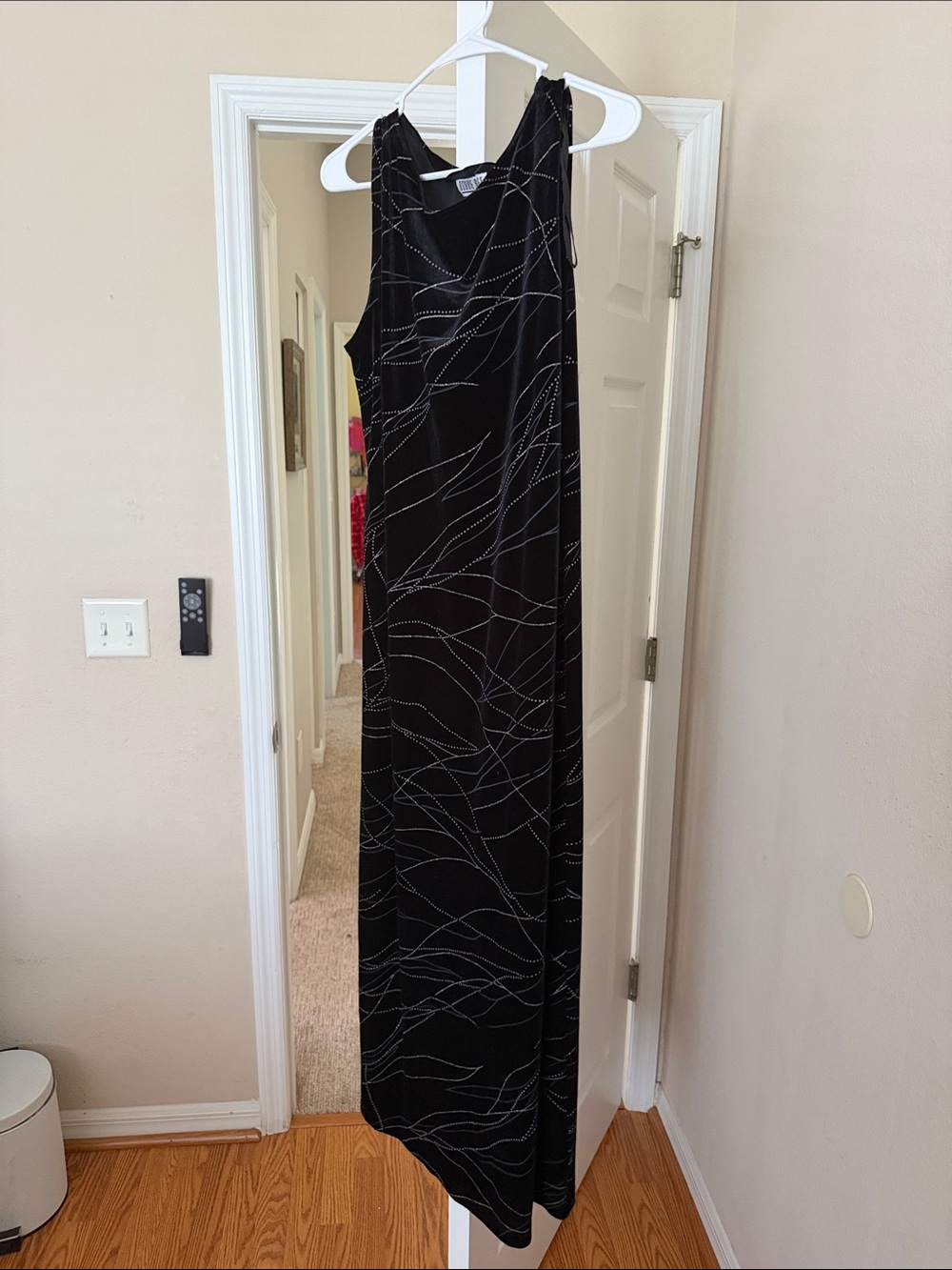 Robbie Bee Black Maxi Dress with Silver Accent Stitching